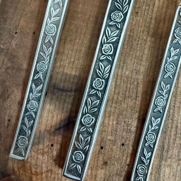 Vintage 4pc Interpur Mexicali Rose Stainless Steel Japan Teaspoon Dinner Spoon F - Picture 2 of 5